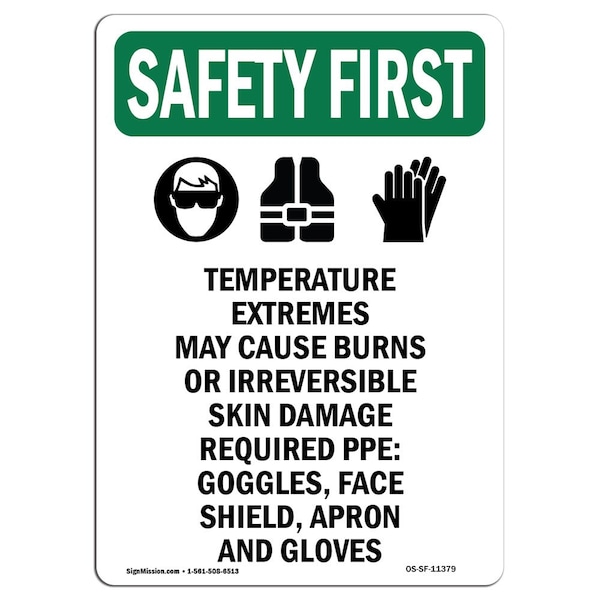 Signmission OSHA SAFETY FIRST, 10" Height, Aluminum, 10" x 7", Portrait, OS-SF-A-710-V-11379 OS-SF-A-710-V-11379 - main